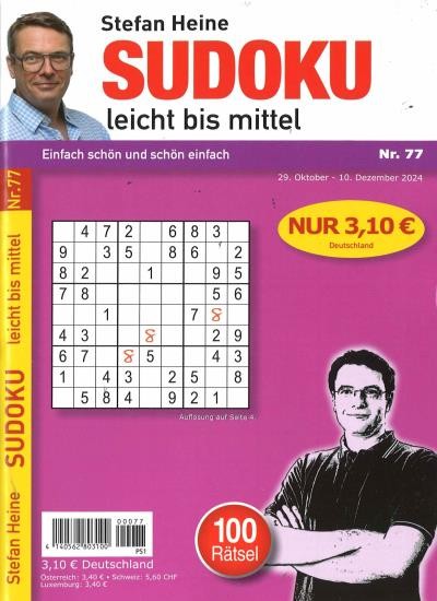 SUDOKU LEICHT BIS MITTEL 77/2024