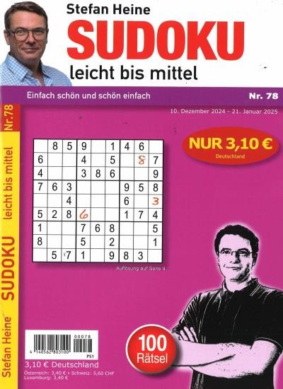 SUDOKU LEICHT BIS MITTEL 78/2024