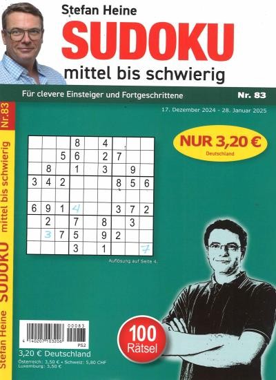 SUDOKU MITTEL BIS SCHWIERIG 83/2024