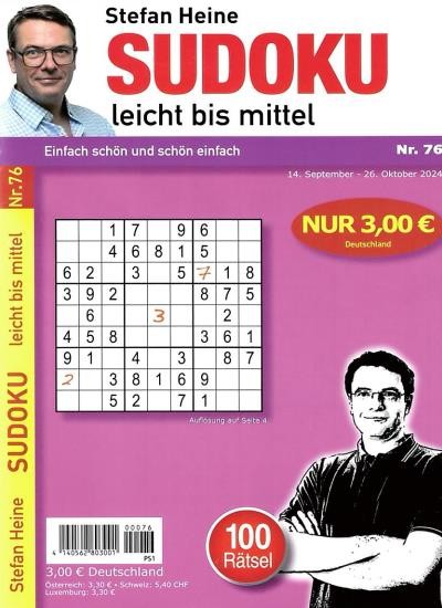 SUDOKU LEICHT BIS MITTEL 76/2024