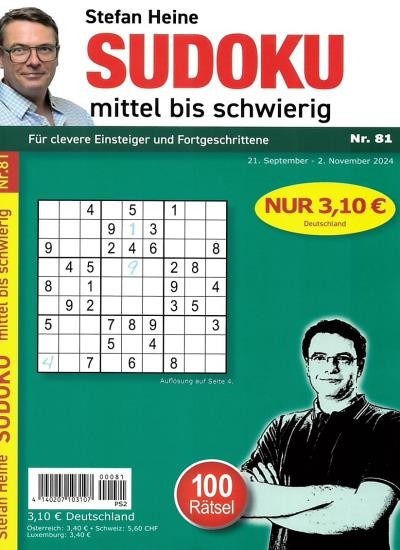 SUDOKU MITTEL BIS SCHWIERIG 81/2024